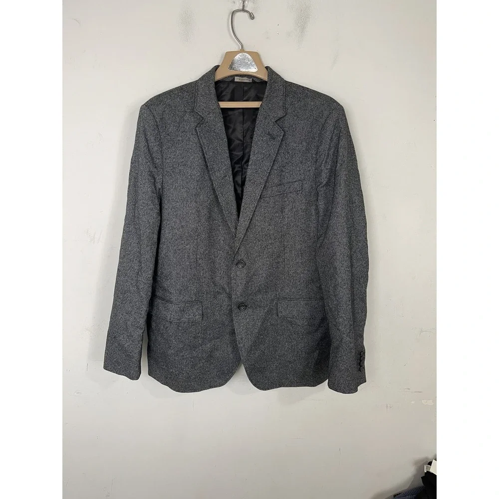 Banana Republic Mens Blazer 46R‎ Gray Tweed Fall Preppy Tailored Slim Fit Jacket